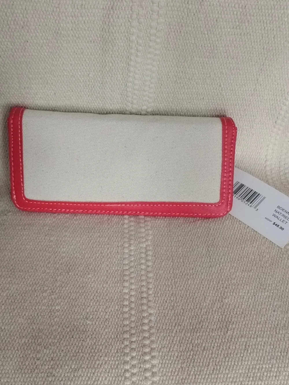Steve Madden White Canvas Wallet with Pink Trim and Cherry Embroidery